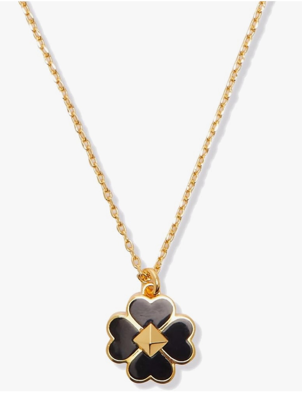 KATE SPADE NEW YORK Spades & Studs Enamel Mini Pendant Necklace Gold & Black